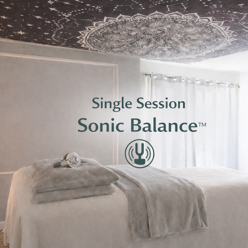 Single Session Sonic Balance™ Neuroacoustic Therapy displayed in professional treatment room with therapy table and headphones